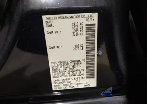 2015 Nissan Altima 2.5 S z USA, uszkodzony, nr VIN 1N4AL3AP6FC584202